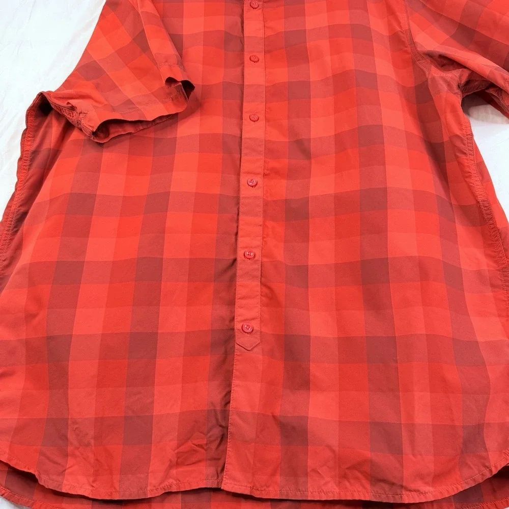 The North Face Mens Plaid Short‎ Sleeve Button Down Monanock Shirt Red XXL